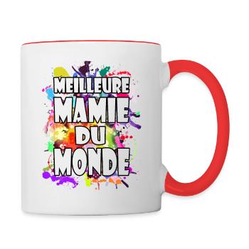 Meilleure mamie du monde, cadeau fête grands-mères - Mug contrasté - blanc/rouge - Droite
