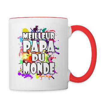 Cadeau fête des pères meilleur papa du monde - Mug contrasté - blanc/rouge - Droite
