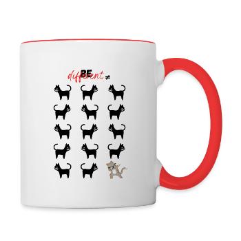 Be different cats - Tasse zweifarbig - Weiß/Rot - Rechts