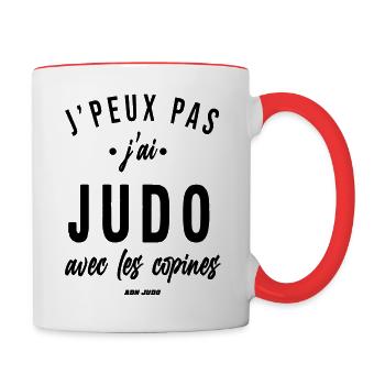 je peux pas j'ai judo avec les copines - Mug contrasté - blanc/rouge - Droite