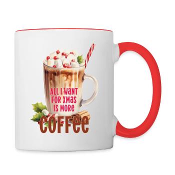Tout ce que je veux pour Noël plus de café Café de Noël - Mug contrasté - blanc/rouge - Droite