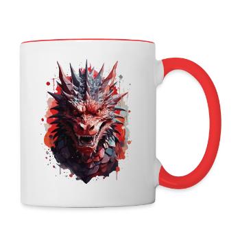 Dragon Noir - Mysticisme Sinistre - Mug contrasté - blanc/rouge - Droite