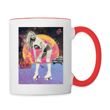 Moon Roller Retro Poster - Contrasting Mug - white/red - Right