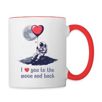 Love you to the moon and back - Valentinstag - Tasse zweifarbig - Weiß/Rot - Rechts