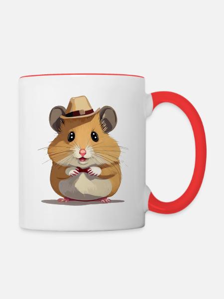 Hamster - Tasse zweifarbig - Weiß/Rot