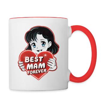 Best mam forever - Mug contrasté - blanc/rouge - Droite