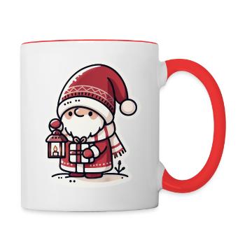 Weihnachtswichtel aus Dänemark - Tasse zweifarbig - Weiß/Rot - Rechts