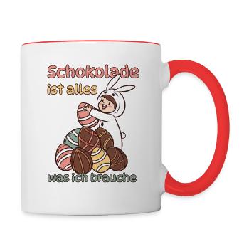 Chocolate is all I need - Contrasting Mug - white/red - Right