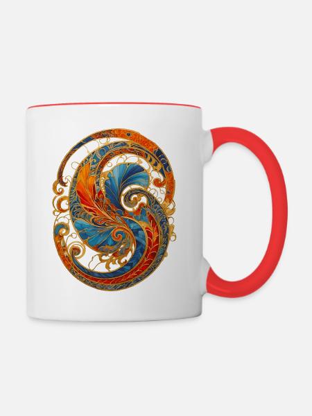 Ornament - Tasse zweifarbig - Weiß/Rot