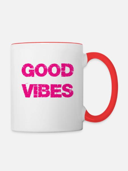 Good Vibes - Gute Stimmung Mädchen Sommer 2022 - Tasse zweifarbig - Weiß/Rot