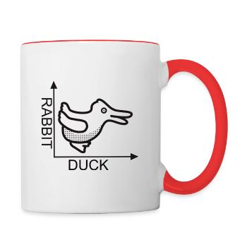 Rabbit Duck Diagram Optical Illusion - Contrasting Mug - white/red - Right