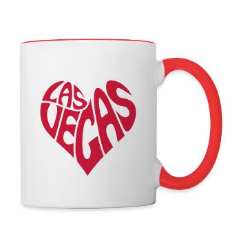 L’écriture de Las Vegas en forme de coeur coeur - Mug contrasté - blanc/rouge - Droite