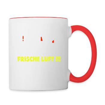 Frische Luft Gamer Nerd Fun Spaß Lustig Zocker - Tasse zweifarbig - Weiß/Rot - Rechts