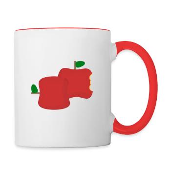 Apfel-Frucht-Biss - Tasse zweifarbig - Weiß/Rot - Rechts