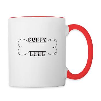 puppy love bone - Tasse zweifarbig - Weiß/Rot - Rechts