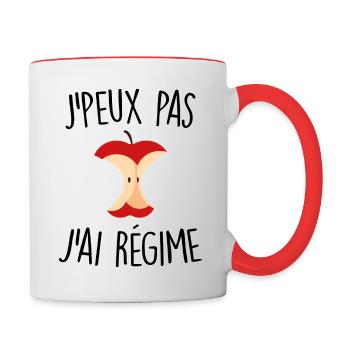 J'peux pas j'ai régime - Mug contrasté - blanc/rouge - Droite