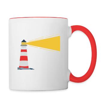 Leuchtturm - Tasse zweifarbig - Weiß/Rot - Rechts