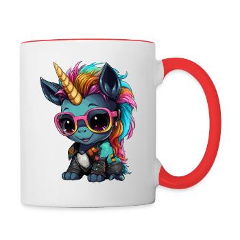 Conception de licorne Punker - Mug contrasté - blanc/rouge - Droite