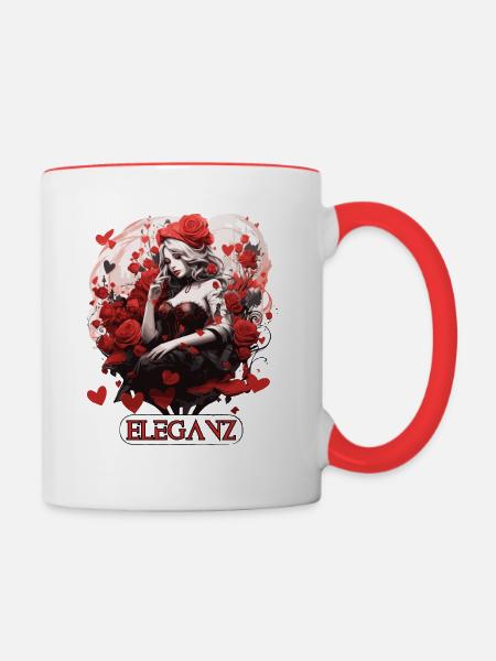 Eleganz - Tasse zweifarbig - Weiß/Rot