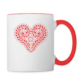 Herz - Tasse zweifarbig - Weiß/Rot - Rechts