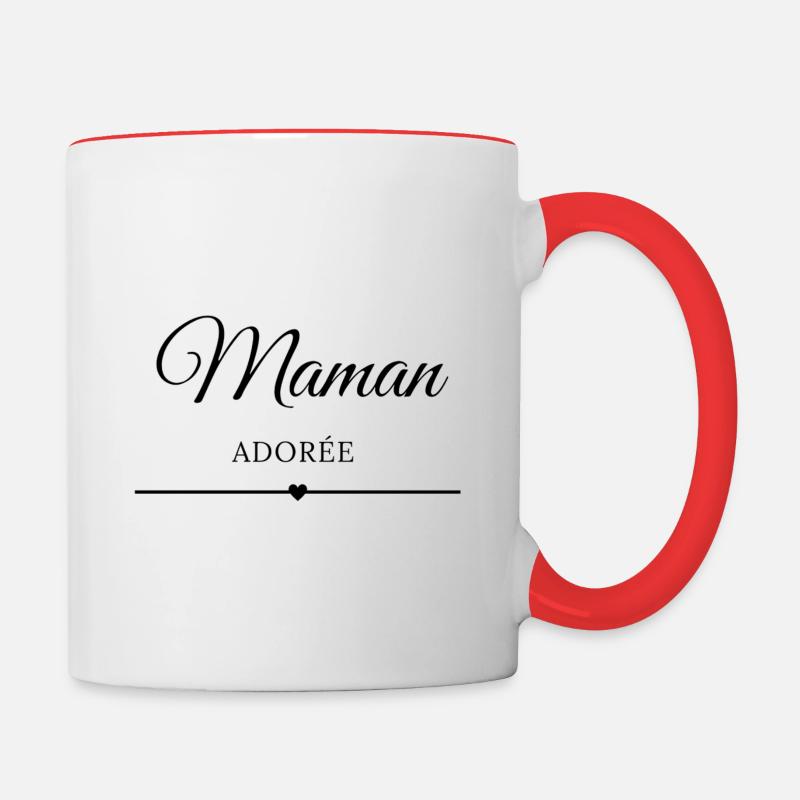 Maman Adorée - Mug contrasté - blanc/rouge