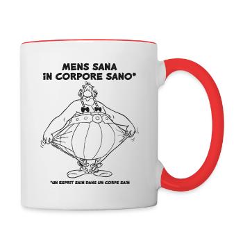 Obélix - Un sain dans un corps sain. - Lineart - Mug contrasté - blanc/rouge - Droite