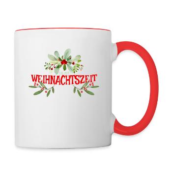 Es ist Weihnachtszeit - Tasse zweifarbig - Weiß/Rot - Rechts