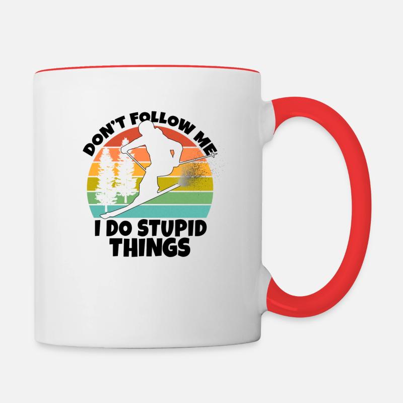 Ne me suivez pas, je fais des choses stupides - Mug contrasté - blanc/rouge