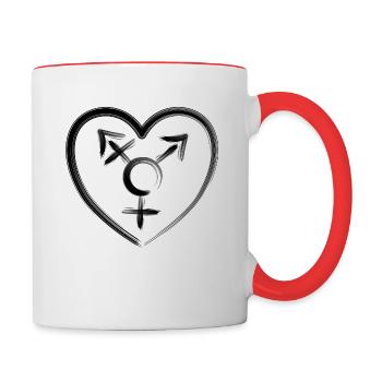 Heart emblem transgender black - Contrasting Mug - white/red - Right