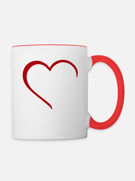 Pferd mit Herz Love - Pferdeliebhaber Reiten - Tasse zweifarbig - Weiß/Rot