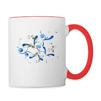 Fleurs Vrilles Ornement abstrait - Mug contrasté - blanc/rouge - Droite