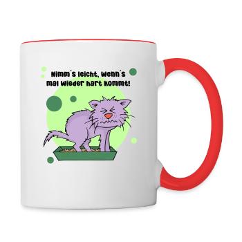 Nimm´s leicht! - Tasse zweifarbig - Weiß/Rot - Rechts