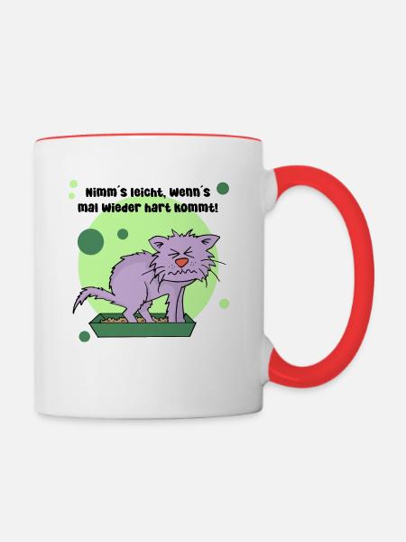 Nimm´s leicht! - Tasse zweifarbig - Weiß/Rot
