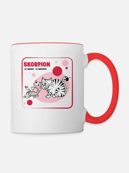 Sternzeichen Skorpion - Tasse zweifarbig - Weiß/Rot