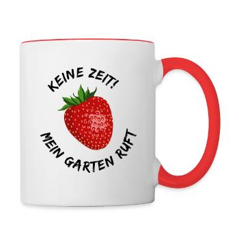 Garten | Gärtnerin | Gärtner | Erdbeere | Spruch - Tasse zweifarbig - Weiß/Rot - Rechts