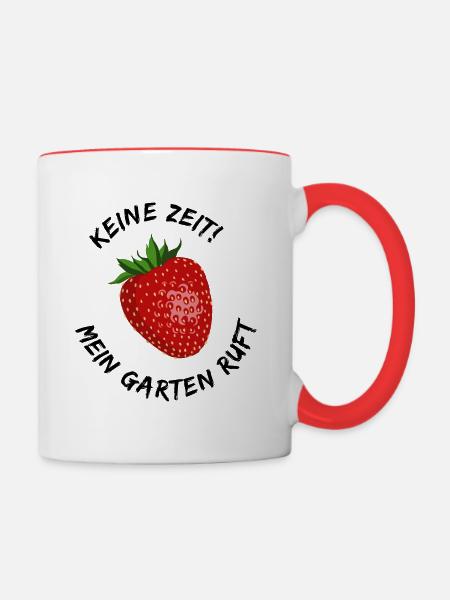 Garten | Gärtnerin | Gärtner | Erdbeere | Spruch - Tasse zweifarbig - Weiß/Rot