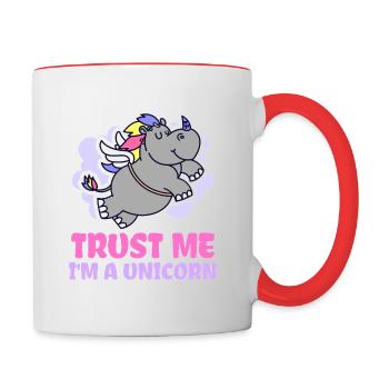 Trust Me I'm a Unicorn - Tasse zweifarbig - Weiß/Rot - Rechts