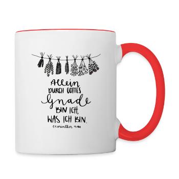 Allein Gottes Gnade by Veve - Tasse zweifarbig - Weiß/Rot - Rechts
