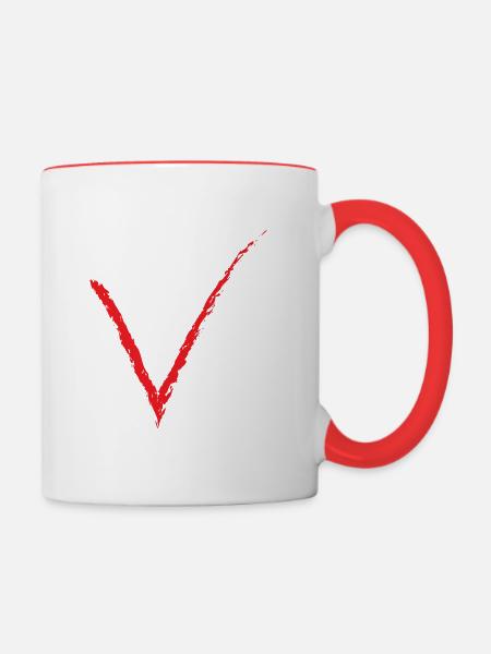 V - Tasse zweifarbig - Weiß/Rot