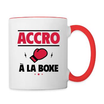 accro à la boxe boxeur - Mug contrasté - blanc/rouge - Droite