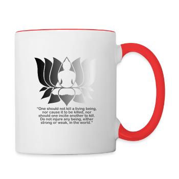 Vegan Végétarien Bouddha Citer Ne Pas Nuire Aux Animaux - Mug contrasté - blanc/rouge - Droite