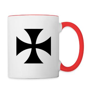 Schwarzes Templerkreuz - Tasse zweifarbig - Weiß/Rot - Rechts