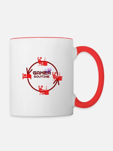 Gamer-Routine - Tasse zweifarbig - Weiß/Rot