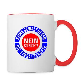 KEINE GEWALT GEGEN DIE EINSATZKRÄFTE - Tasse zweifarbig - Weiß/Rot - Rechts