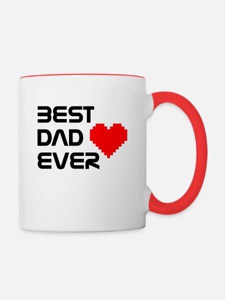 BEST DAD EVER mit Pixelherz - Tasse zweifarbig - Weiß/Rot