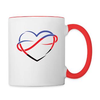 Polyherz im Fahnenlook - Tasse zweifarbig - Weiß/Rot - Rechts