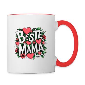 Beste Mama - Tasse zweifarbig - Weiß/Rot - Rechts