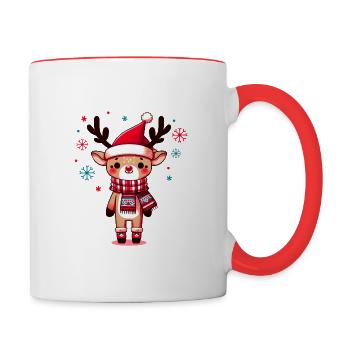 Niedlicher Rentier-Weihnachtszauber - Tasse zweifarbig - Weiß/Rot - Rechts