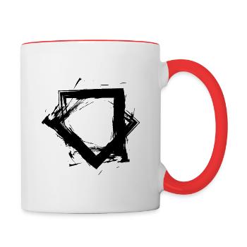 Zwei Quadrate Design variante 2 Schwarz - Mug contrasté - blanc/rouge - Droite