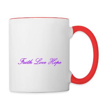 Faith Hope Love for everyone! Faith Hope Love - Contrasting Mug - white/red - Right